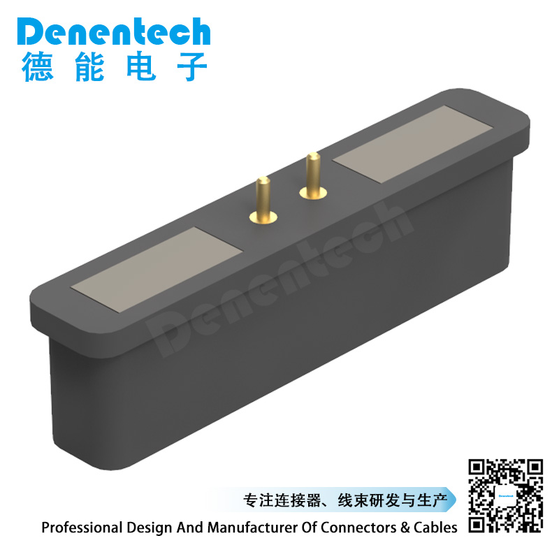 Denentech   hot selling Rectangular magnetic pogo pin 2P straight male magnetic pogo pin charger customized